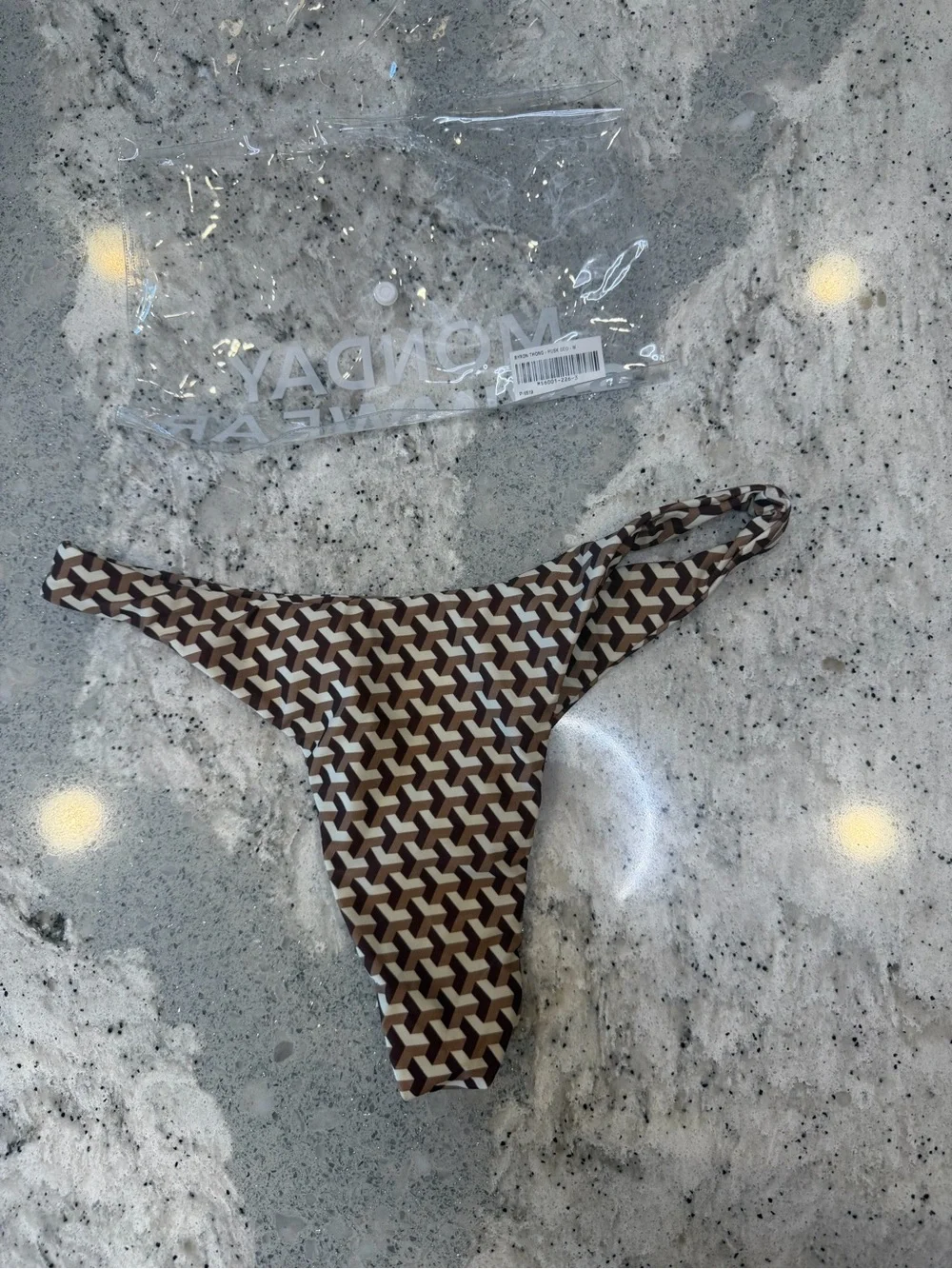 Monday swimwear Byron thong husk Geo size medium